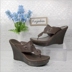 JACK ROGERS Marbella Brown Wedge Sandals Size 9.5M